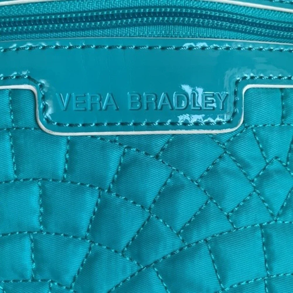 Vera Bradley NWT Turquoise Quilted Patent Leather Detail Hobo Shoulder Bag